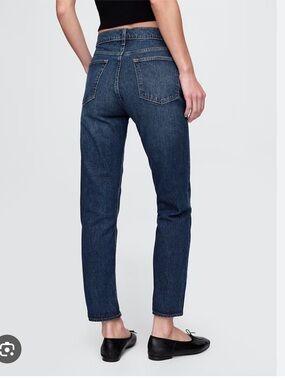 GAP High Rise Cheeky Jeans Dark Wash Indigo 8 Short Button Fly Straight Leg